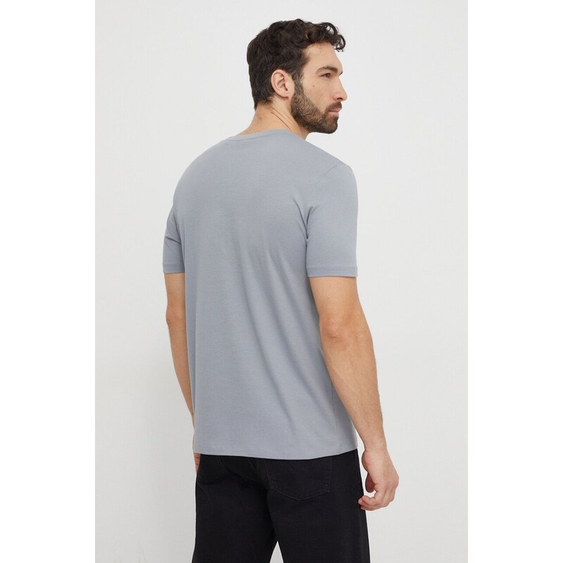 Bavlnené tričko HUGO šedá farba,s potlačou,50467952