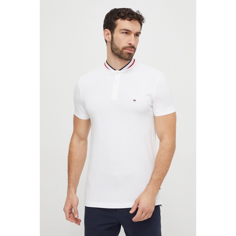 Polo tričko Tommy Hilfiger pánsky,biela farba,jednofarebný,MW0MW34752