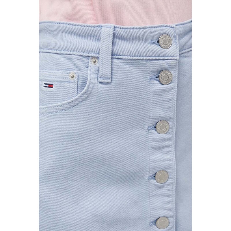 Rifľová sukňa Tommy Jeans mini,puzdrová,DW0DW17871