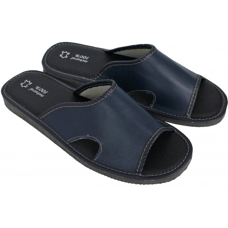 GP Pánske kožené papuče Sam tm. modré 48838247