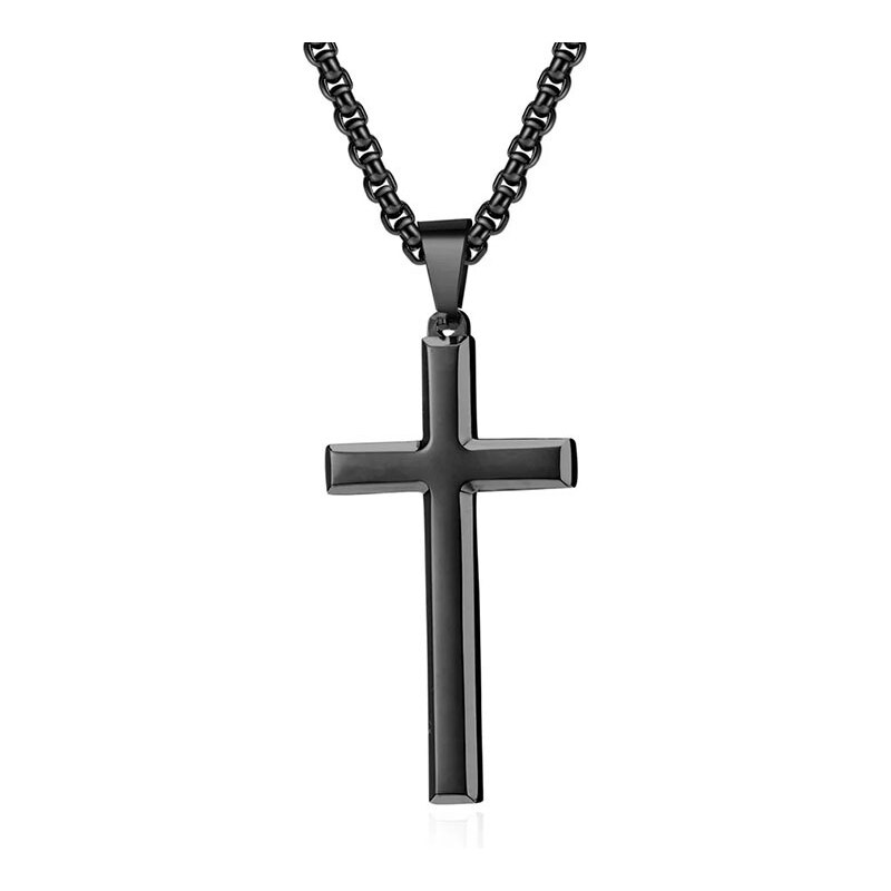 BudNej Oceľový náhrdelník s krížom MN5003