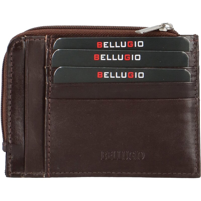 Kožené puzdro na doklady tmavohnedé - Bellugio Ruoxi hnedá 67570925