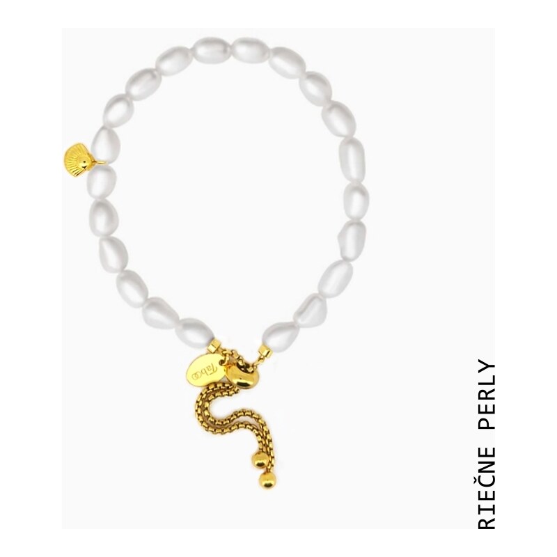 Taboo náramok Atlantis s mušľou, prírodné, riečne, biele perly tba106 48856564