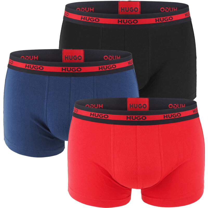 HUGO - boxerky 3PACK cotton stretch dark & red color combo z organickej bavlny - limitovaná fashion edícia (HUGO BOSS)