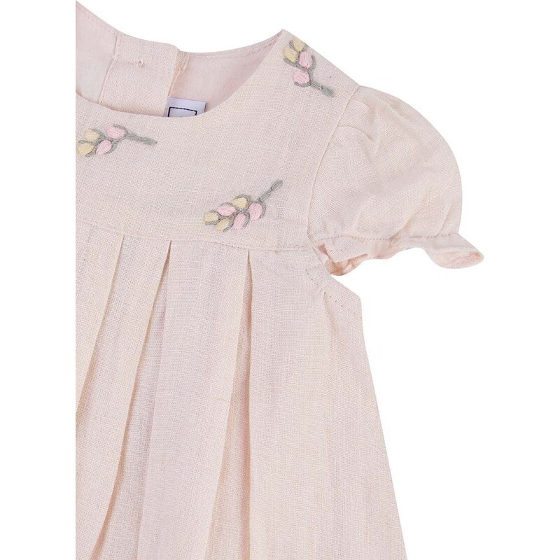 Ľanové šaty pre bábätká Tartine et Chocolat ružová farba, mini, áčkový strih