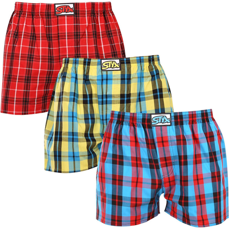 3PACK pánske trenky Styx klasická guma viacfarebné (3A0913) 48895740