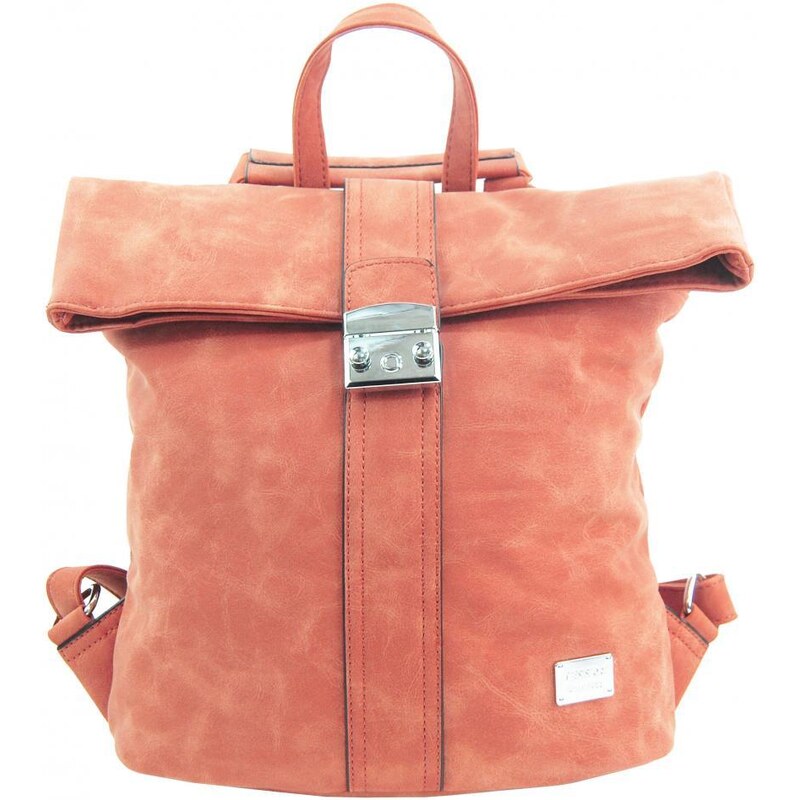 BELLA BELLY Dámsky batoh / kabelka z brúsenej kože lososá ružová 48893282