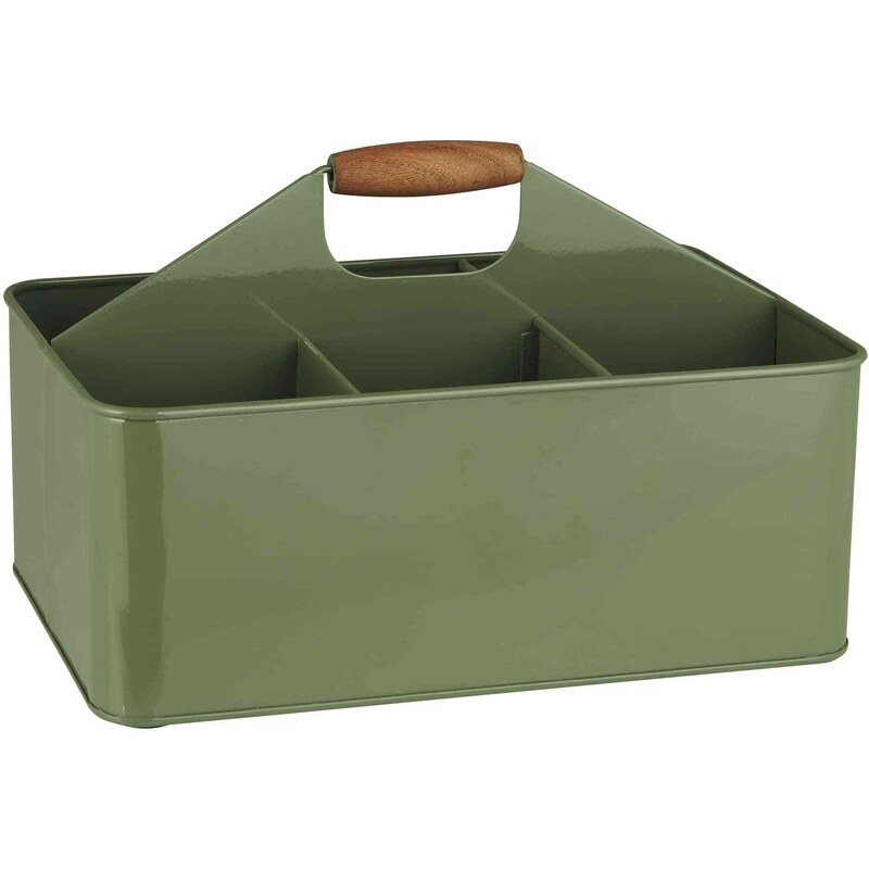 IB LAURSEN Plechový úložný box s priehradkami Green