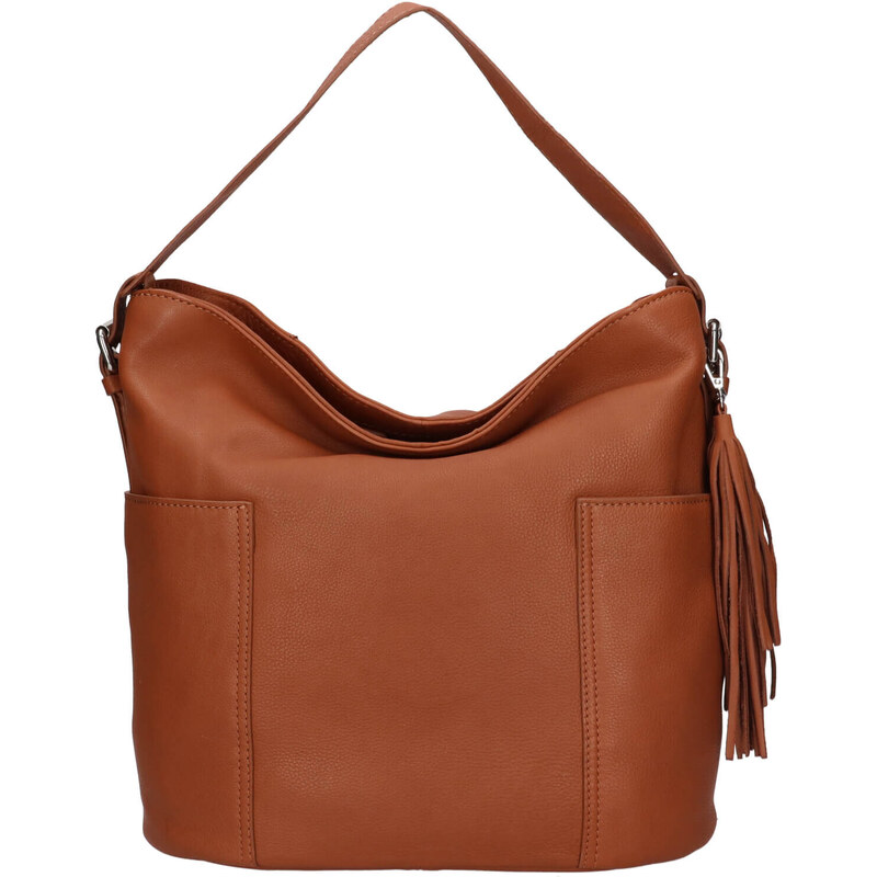 Dámska kožená kabelka The Trend Lenka - koňak 49169319