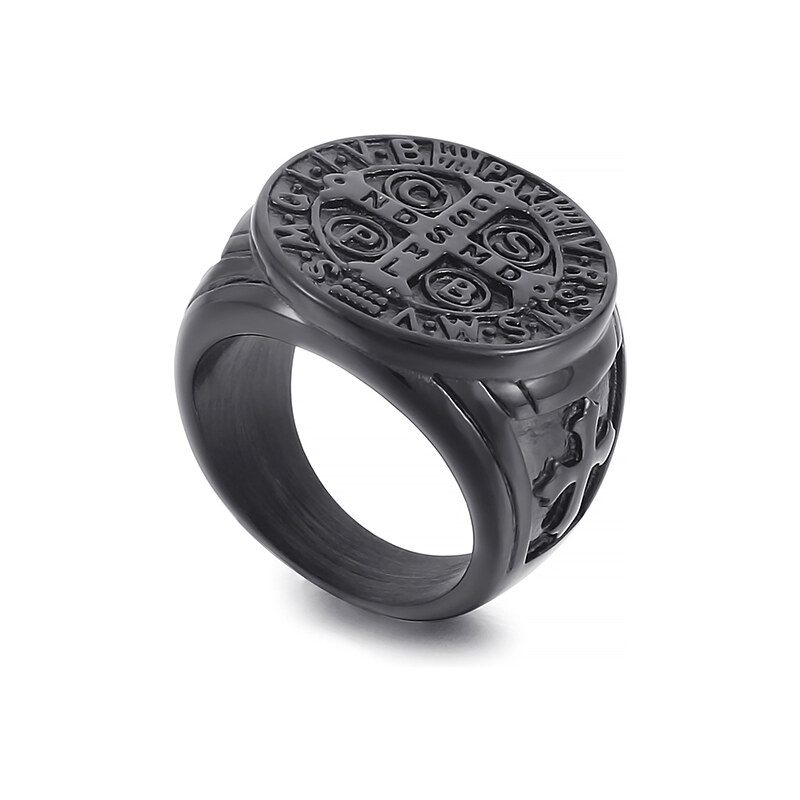 Royal Fashion pánsky čierny prsteň Kríž KR107709-WGDM 54217186