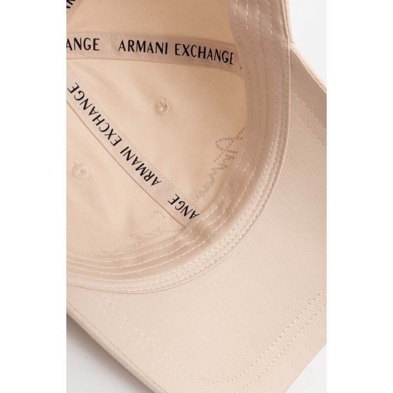 Bavlnená šiltovka Armani Exchange béžová farba, s nášivkou, 944204 4R105