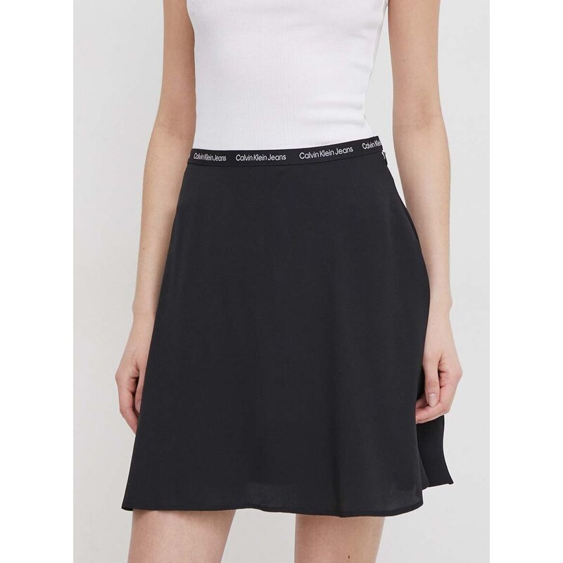 Sukňa Calvin Klein Jeans čierna farba, mini, áčkový strih, J20J223143