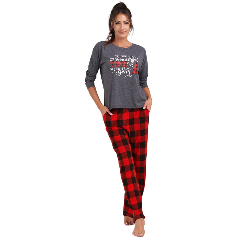 Dámske pyžamo 165/051 šedá vzor vianoce - Karol 49777409