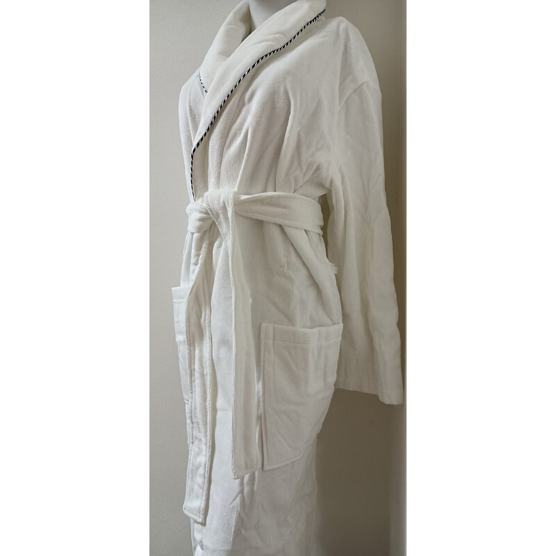 ACTION Velúrový froté župan biely s prúžkom - Vestis 49792981