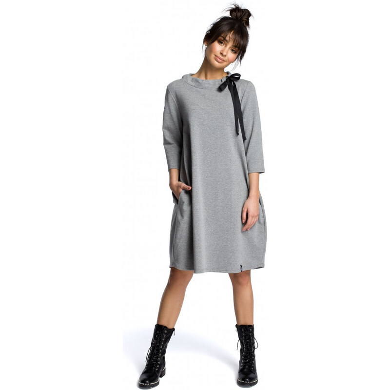 Dámske šaty nadmernej veľkosti B070 šedé - BEwear 49785581