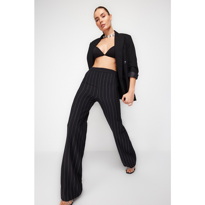 Trendyol Black Shiny Stone Woven Trousers 50599215