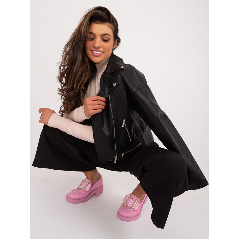 Factory Price Čierna motorkárska bunda so zipsom 65128732