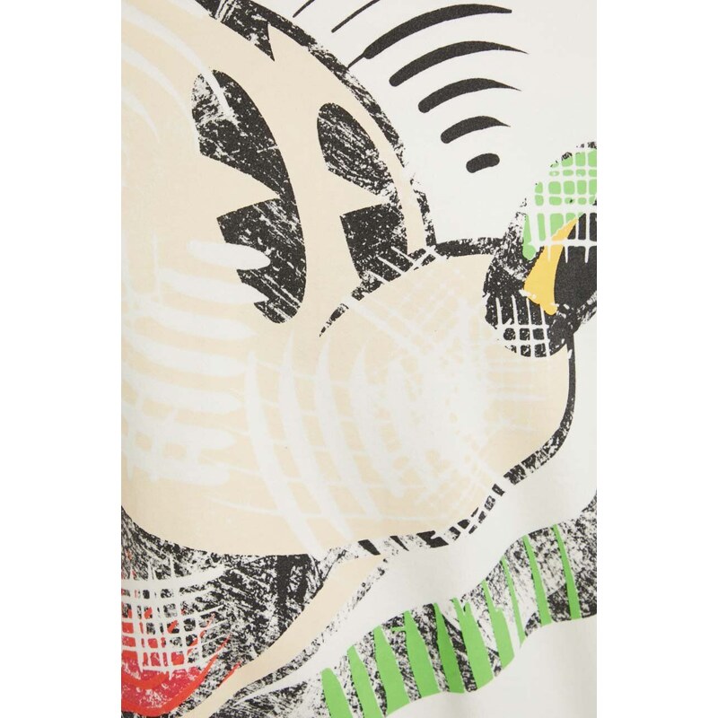 Bavlnená mikina Desigual x MONSIEUR CHRISTIAN LACROIX dámska, béžová farba, s kapucňou, s potlačou, 24SWSK57
