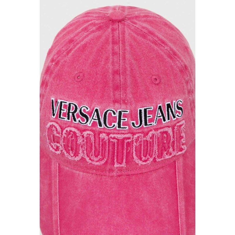 Bavlnená šiltovka Versace Jeans Couture ružová farba, s nášivkou, 76HAZK37 ZG274