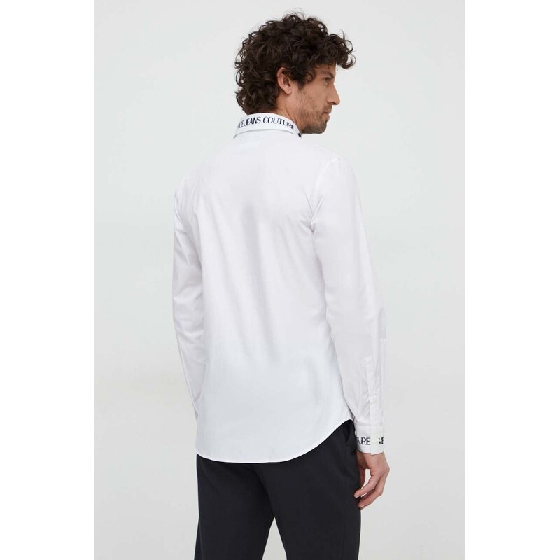 Bavlnená košeľa Versace Jeans Couture pánska, biela farba, regular, s klasickým golierom, 76GAL2SW N0132