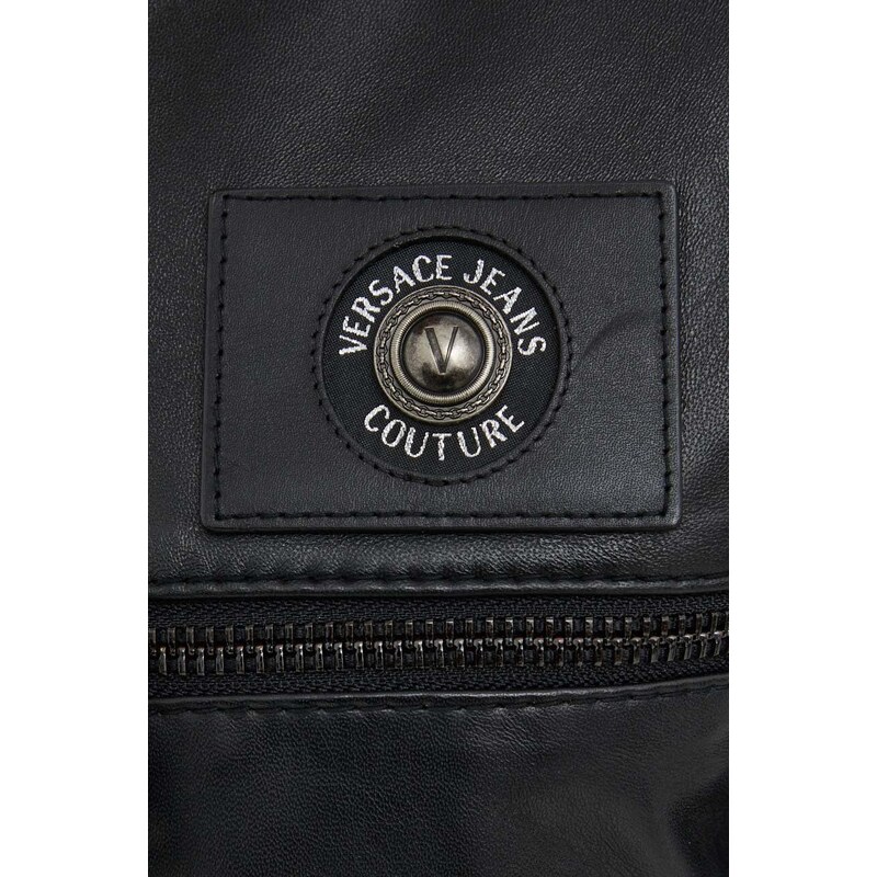 Kožená bunda Versace Jeans Couture pánska, čierna farba, prechodná, 76GAVP02 CPPS3