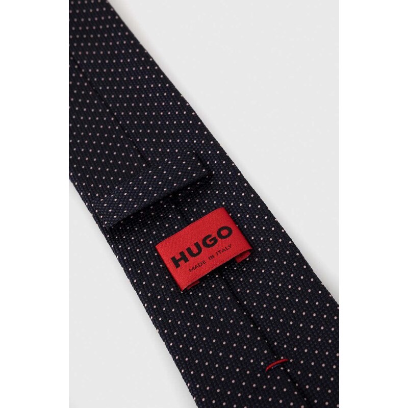 Hodvábna kravata HUGO tmavomodrá farba,50494297