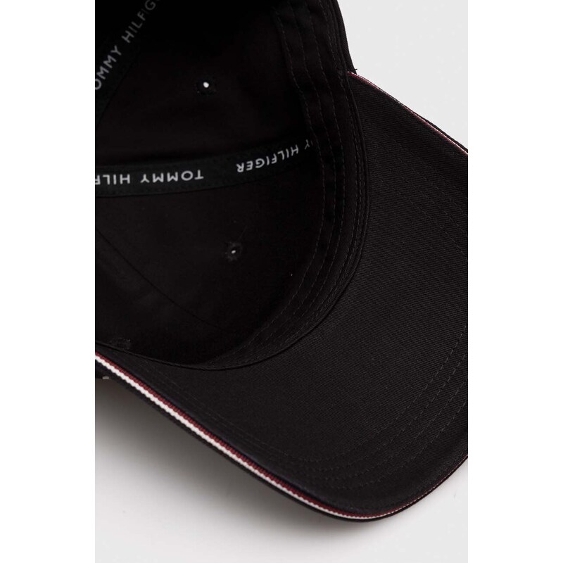 Bavlnená šiltovka Tommy Hilfiger čierna farba,jednofarebná,AM0AM12035