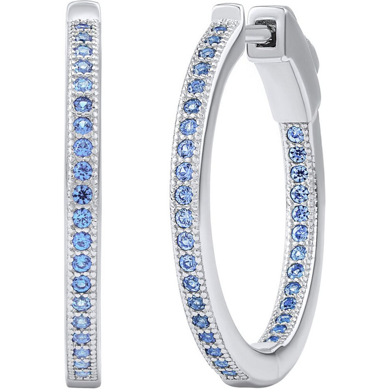 Silvego Strieborné kruhové náušnice MILLA 22 mm s modrým zafírom 66596196