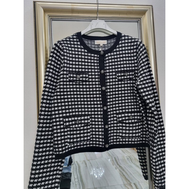 Katrins Fashion Úpletové karované dámske sako 48957518