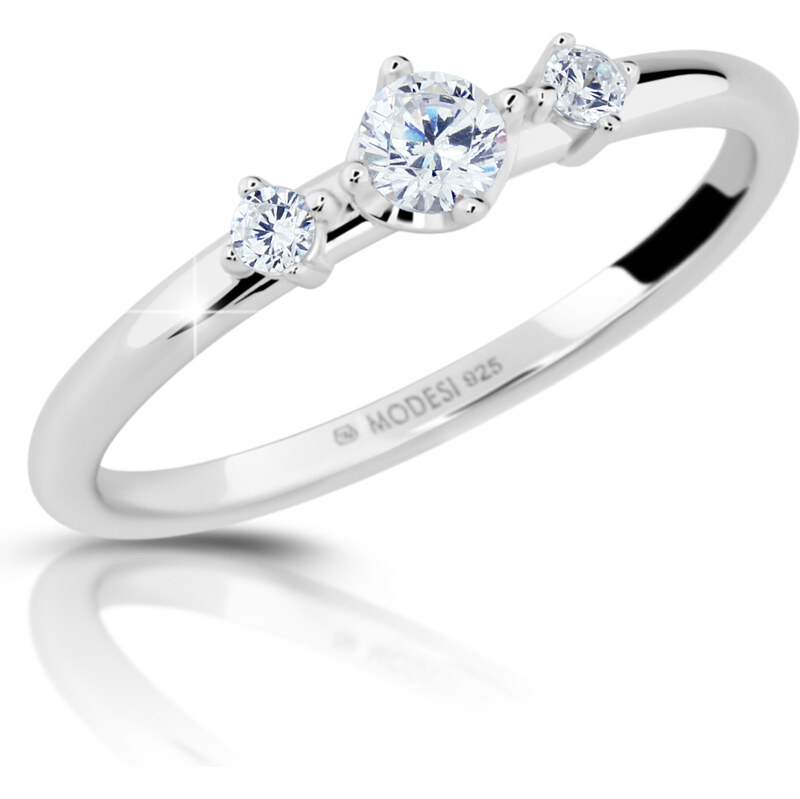 Modesi Strieborný prsteň so zirkónmi M01011 55 mm 66580756