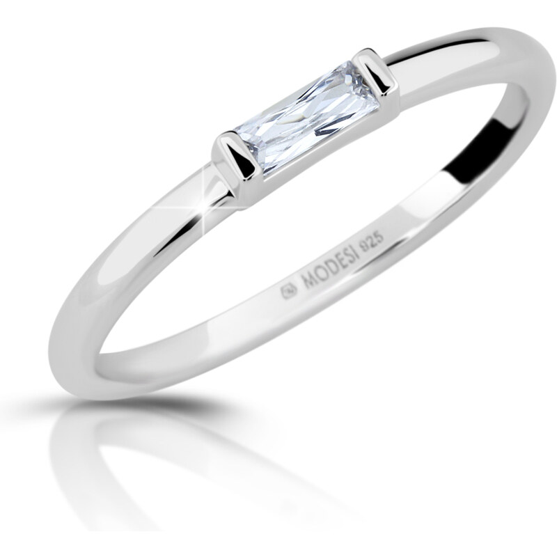Modesi Minimalistický strieborný prsteň so zirkónom M01012 56 mm 66590741