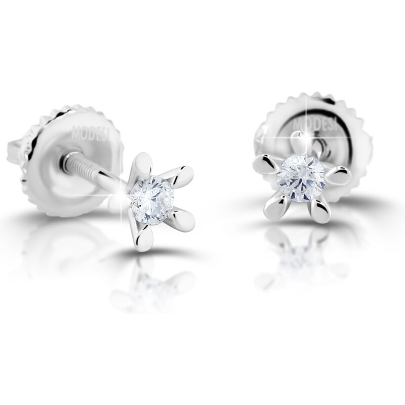 Modesi Minimalistické strieborné náušnice so zirkónmi M00923 66594127