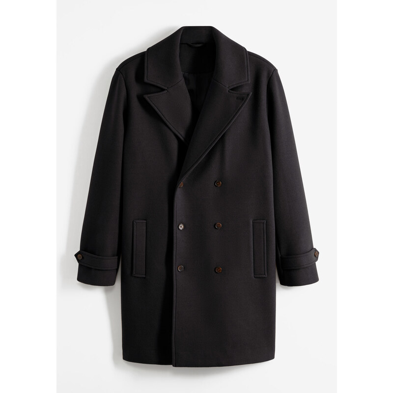 bonprix Blejzrový kabát s podielom vlny, farba čierna