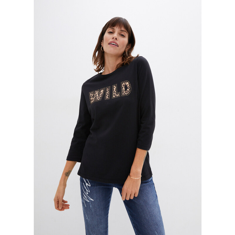 bonprix Tričko s dlhým rukávom, farba čierna 48958436