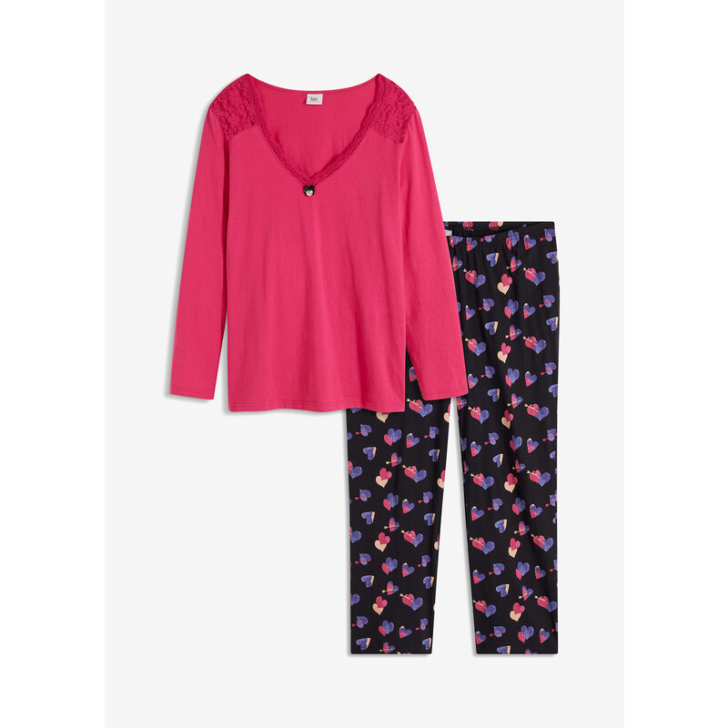 bonprix Pyžamo s čipkou, farba ružová, rozm. 36/38