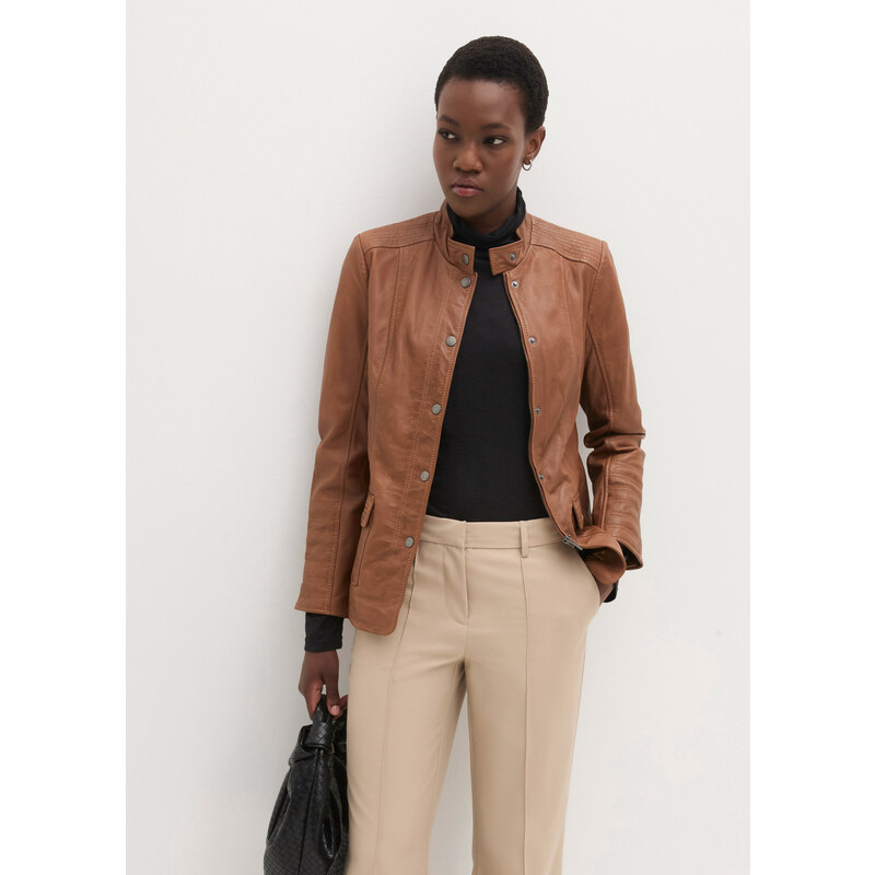 bonprix Kožená bunda z jahňacej nappa kože, farba hnedá 48958671