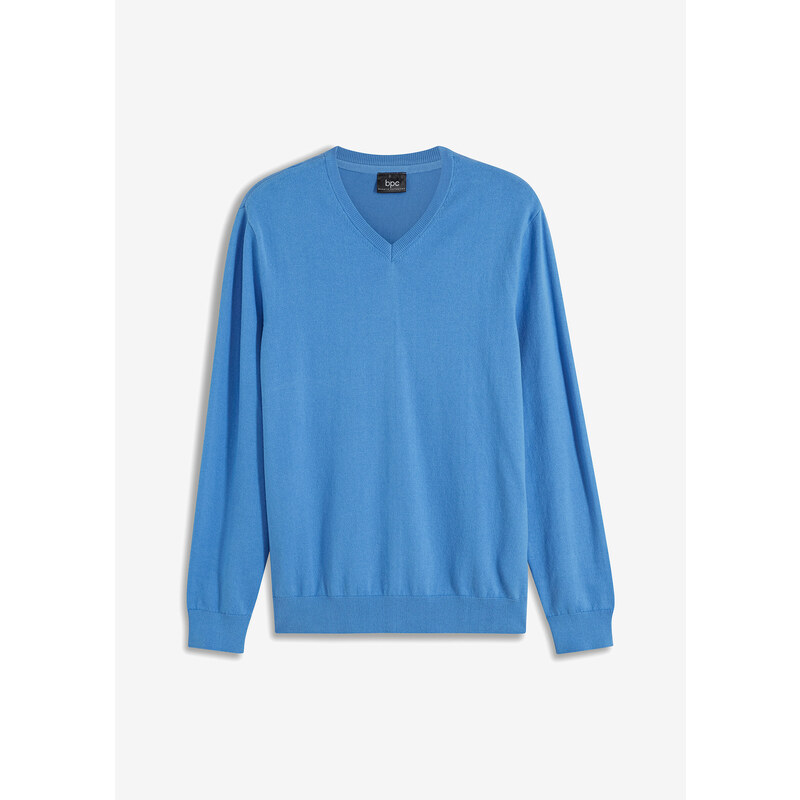 bonprix Pulóver, jemne pletený, z mäkkého mixu bavlny, farba modrá 48958702