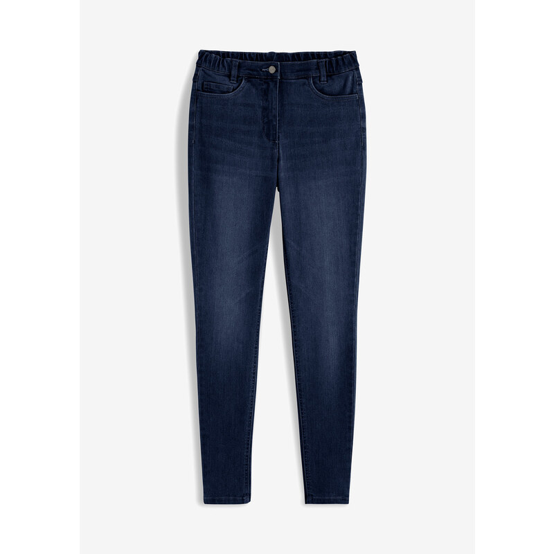 bonprix Skinny džínsy, vysoký pás, dlhé, farba modrá
