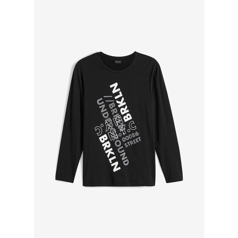 bonprix Tričko s dlhým rukávom z bio bavlny, farba čierna 48958904