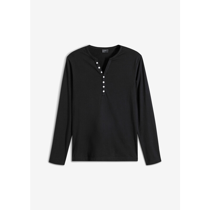 bonprix Tričko s dlhým rukávom z bio bavlny, Slim Fit, farba čierna 48959051