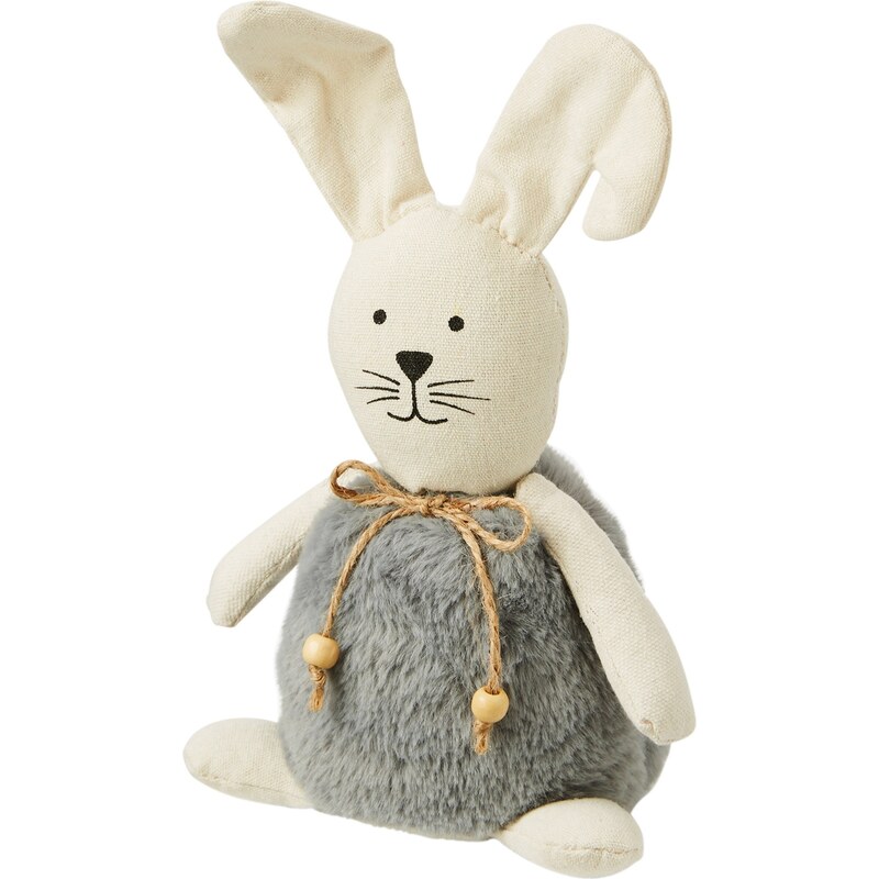 bonprix Dekoračná figúrka zajac s plyšom, farba šedá, rozm. 0