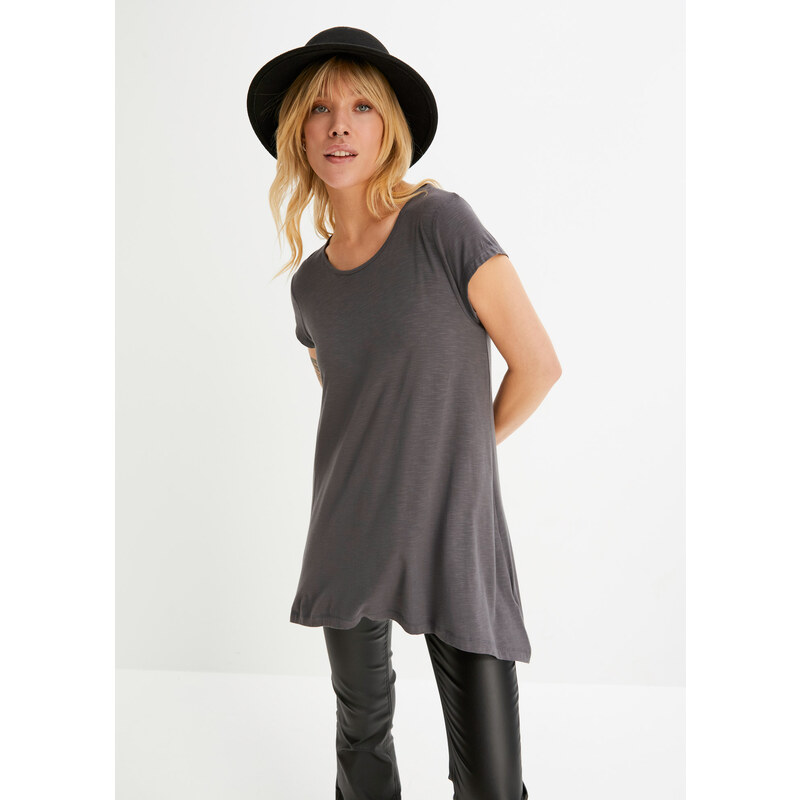 bonprix Tričko s asymetrickou dĺžkou, farba šedá 44741422