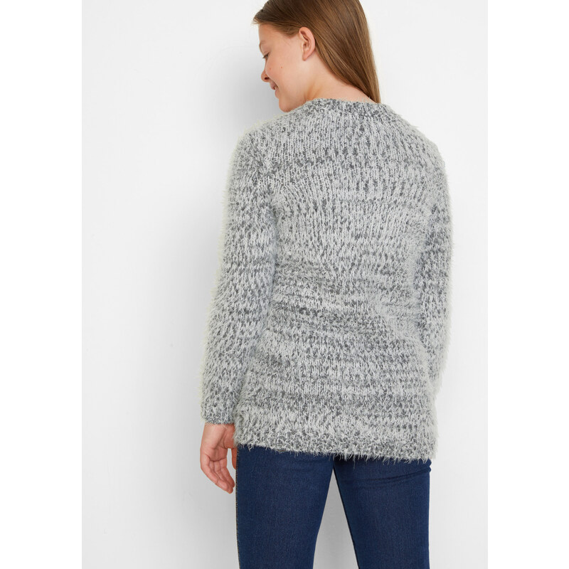 bonprix Mäkký pletený pulóver, farba šedá