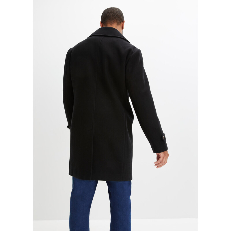 bonprix Blejzrový kabát s podielom vlny, farba čierna