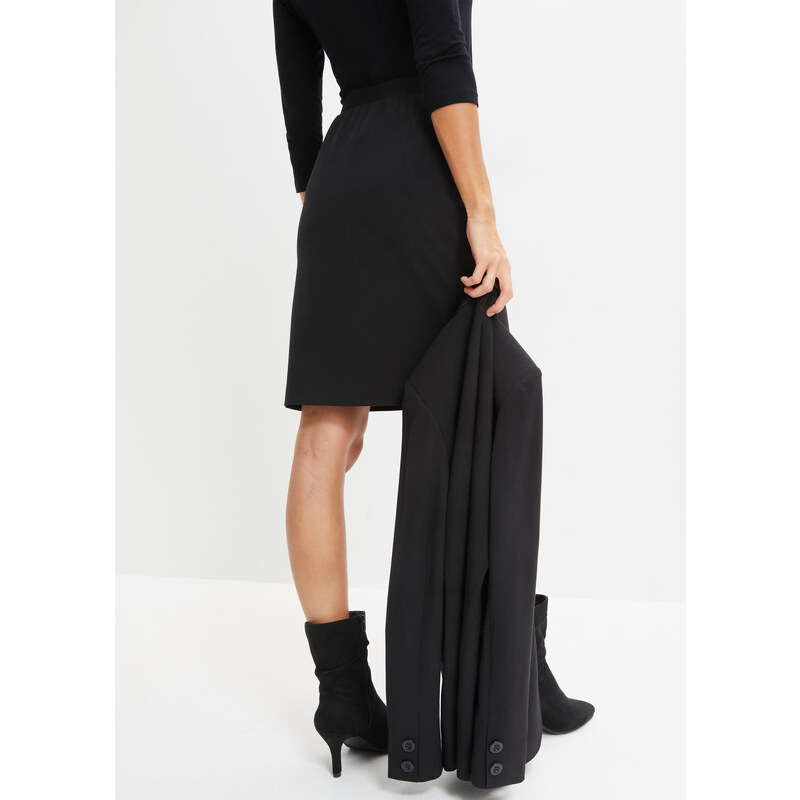 bonprix Biznisová sukňa s pohodlným pásom, farba čierna