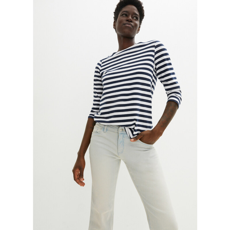bonprix Strečové džínsy, široké, stredná výška pásu, Tinting, farba modrá