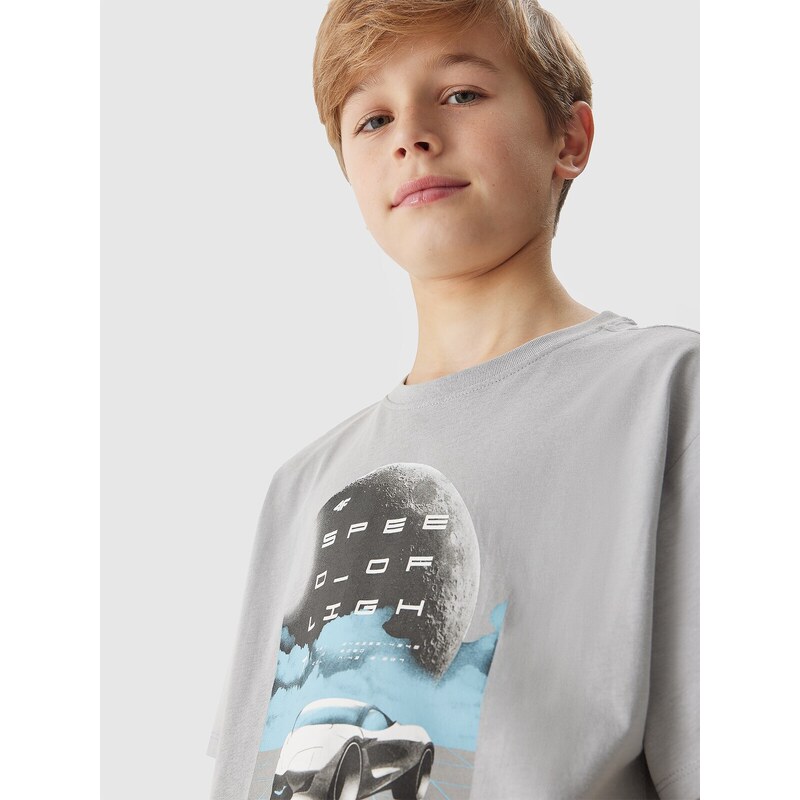 4F Chlapčenské tričko s potlačou - šedé