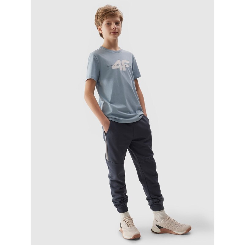4F Chlapčenské tričko s potlačou z organickej bavlny - modré