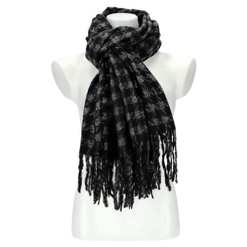 Cashmere Dámsky čierny teplý dlhý zimný šál 200x64 cm 48966207