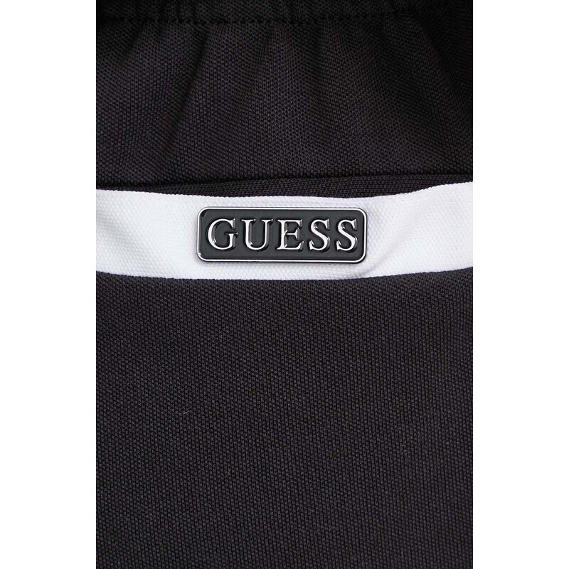 Šortky Guess ZOEY dámske, čierna farba, vzorované, vysoký pás, V4GD05 KC5R0